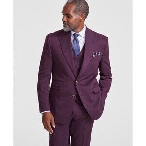 Tayion Collection Men's Classic-Fit Solid Suit Separate Jacket - Burgundy, 42S